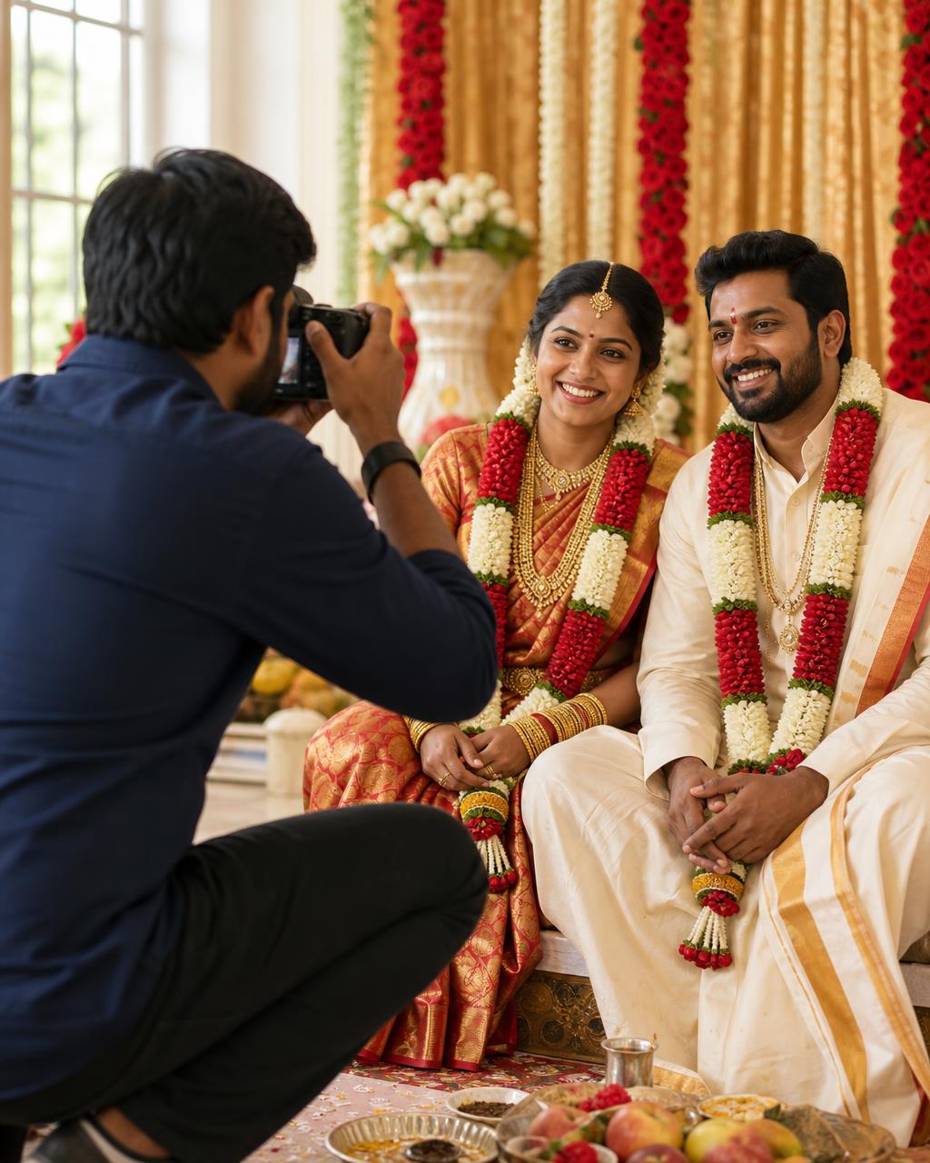 Manoj Kumar photographing a wedding ceremony